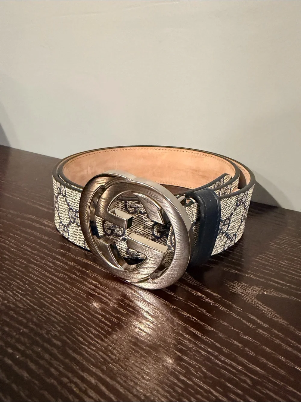 *Gucci* Beige GG Canvas Belt with Silver Interlocking G Buckle 🤩 - Fits 32 - 36”